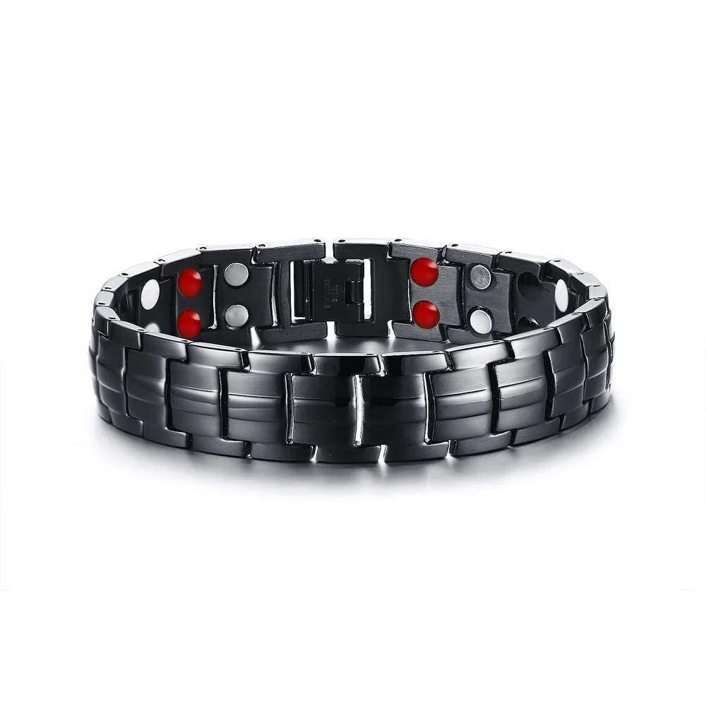 Fate Love Punk Healthy Energy Bracelet Men Black Chain Link Bracelets Jewelry Stainless Steel Magnet Charm for Jew | Украшения и