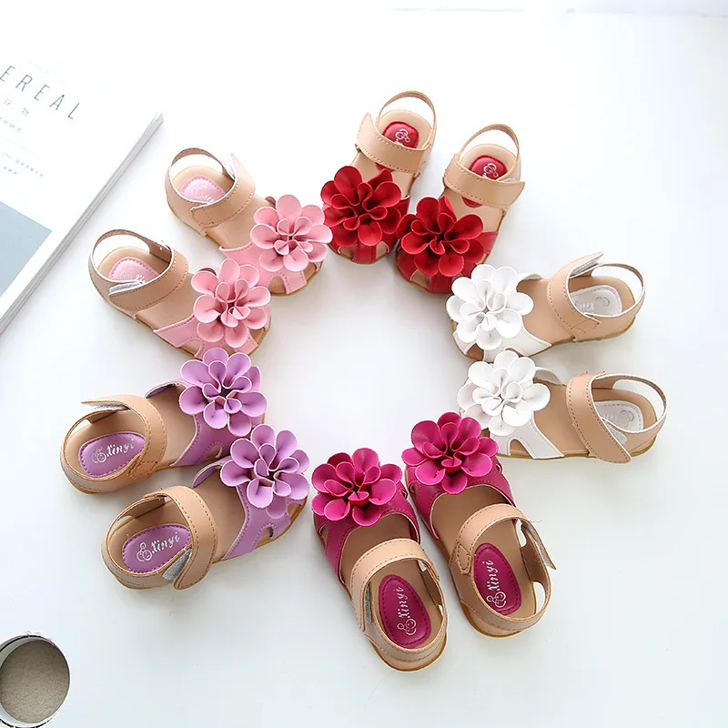 2019 New Fashion Girls Sandals Summer Kids Korean Flower Children Princess Shoes Baby Sandals Girls Party Shoes Size 21-30