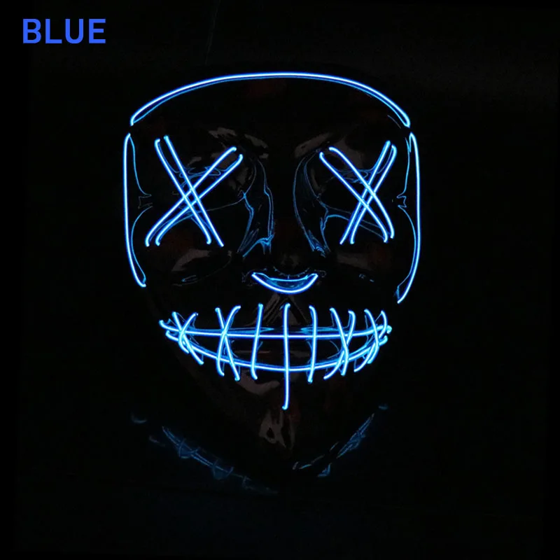 Alloween маска светодиодный L провод светящаяся Призрак Маска мигающий светильник маска для Хэллоуина страшный косплей маскарад Вечерние светящиеся маски