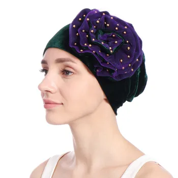

Women Beading India Hat Muslim Ruffle Cancer Chemo Beanie Scarf Turban Wrap Cap womens Casual muslim head hijab highqualityc0412
