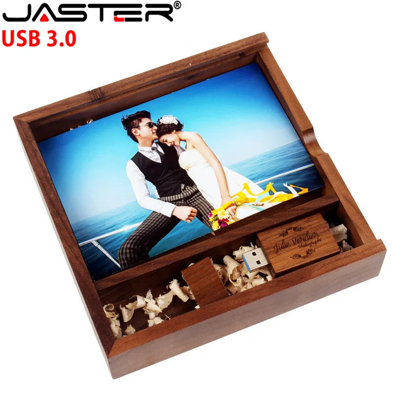 

JASTER USB 3.0 Custom LOGO Walnut wooden usb flash drive pendrive 4GB 8GB 16GB 32GB 64GB wedding photography gift USB stick