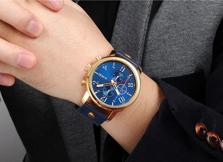 Hot Sales O.T.SEA Brand Soft Pu Leather Watch Men Military Sports Quartz Wristwatch Relogio Masculino 8192 -