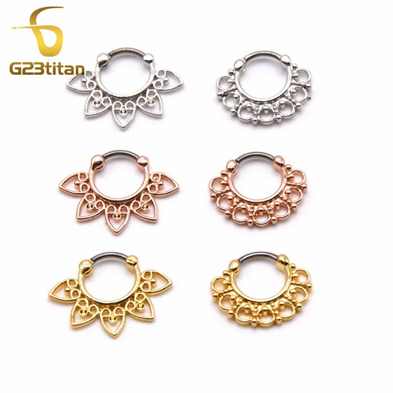 G23titan Высокое качество Позолоченные поддельные перегородки кольцо G23 титановый полюс септо пирсинг ювелирные изделия nez