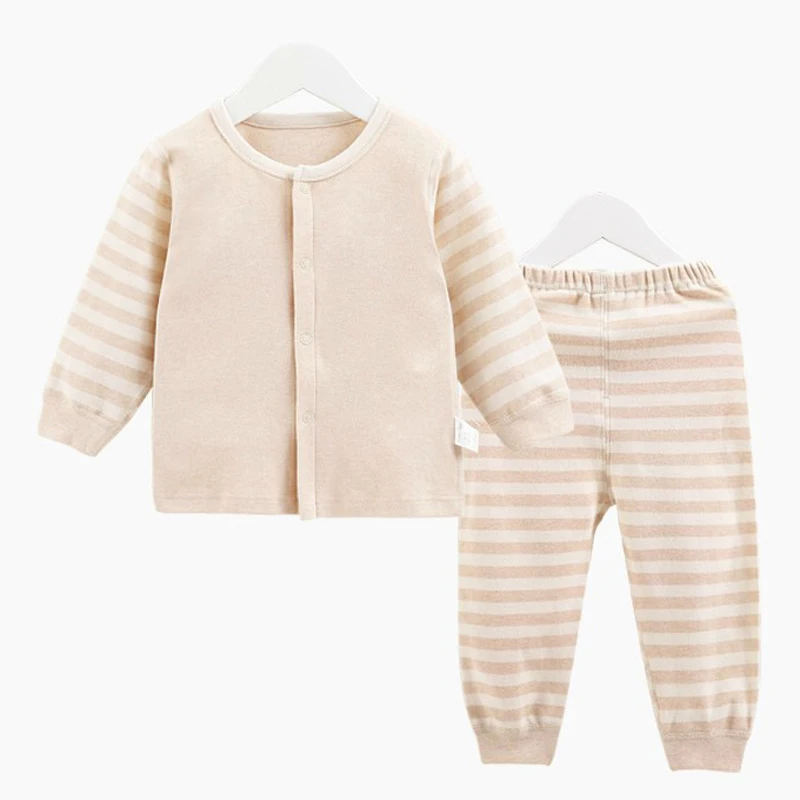 Organic Cotton Baby Boy Girl Long Sleeve Clothing Set,Unisex Striped Newborn Baby T Shirt 