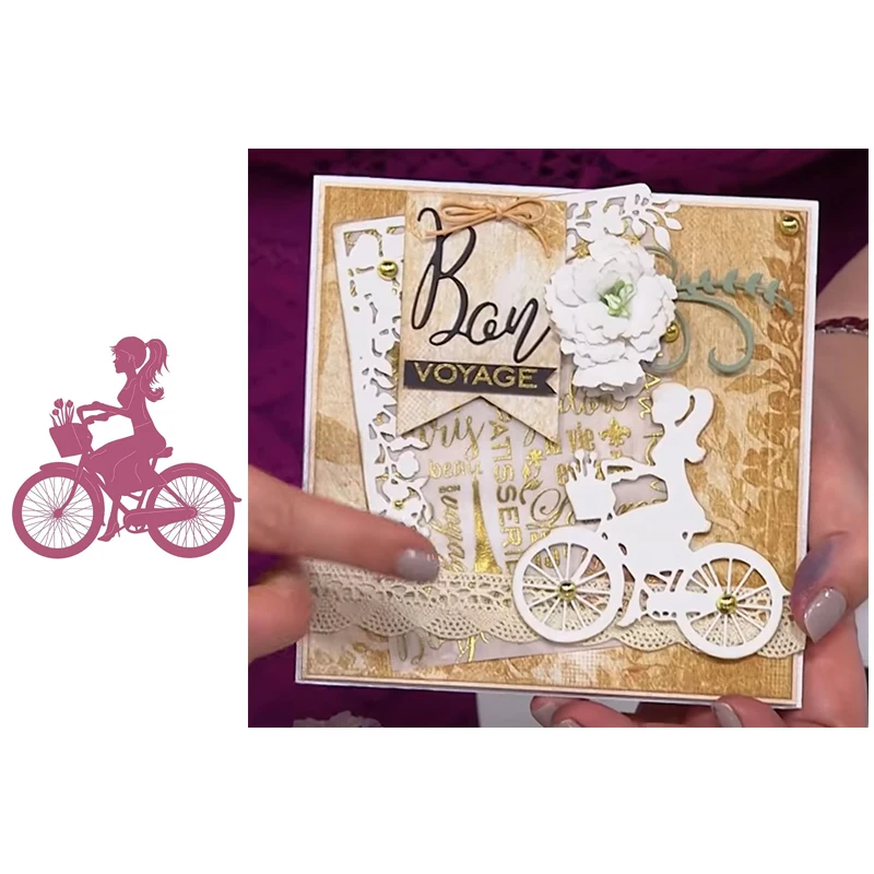 

Character Cycling Girl Metal Cutting Dies Stencils for DIY Scrapbooking Album Stamp Card Embossing New 2019 Die Cut