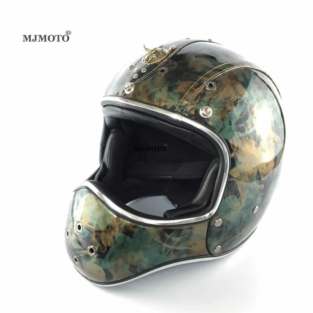 

Motorcycle For MOTOGP Style Vintage Leather Helmet Full Face Mens Helmet Off-Road Capacetes de Motociclista Casco Moto Open Face