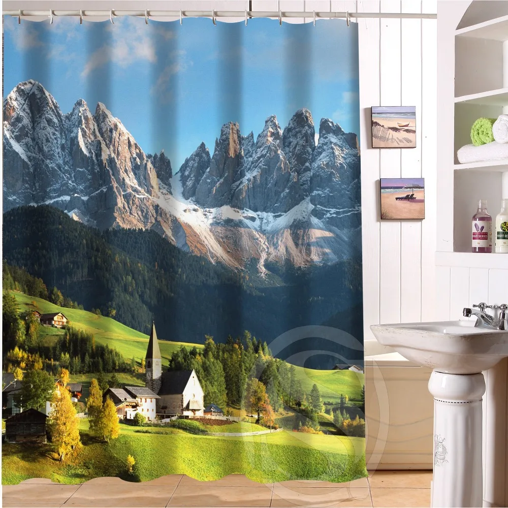 YOOSEE "Scenery Mountains Italian Alps Nature" Custom Shower Curtain