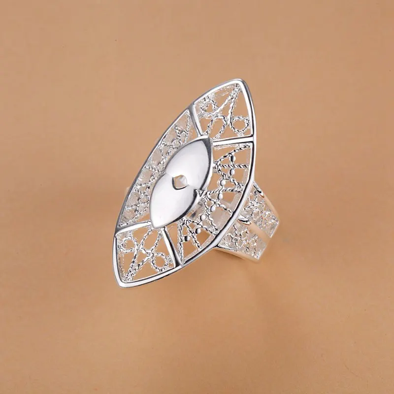 

2016 Fine Jewelry Hollow Big Rings Party Anniversary Silver Plated Cocktail Ring AR197