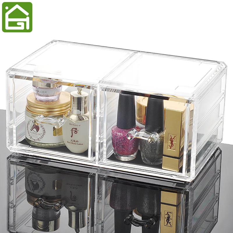 

Clear Acrylic Makeup Organizer 2 Large Chest of Drawers for Storage Cosmetic Jewelry or Use for Office Organizer
