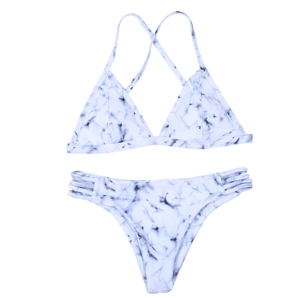 

Sexy Women Bandeau Bikini Set Print Bandage Swimsuit Cut Out Trikini Brazilian Swimsuit Beach Wear ED-shipping