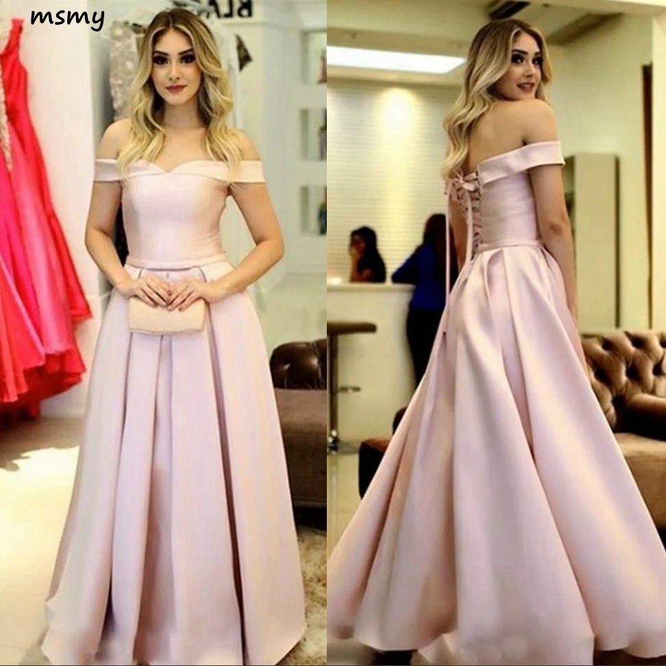 PINK PROM DRESSES A-LINE OFF-THE-SHOULDER SIMPLE PROM DRESS EVENING DRESS34