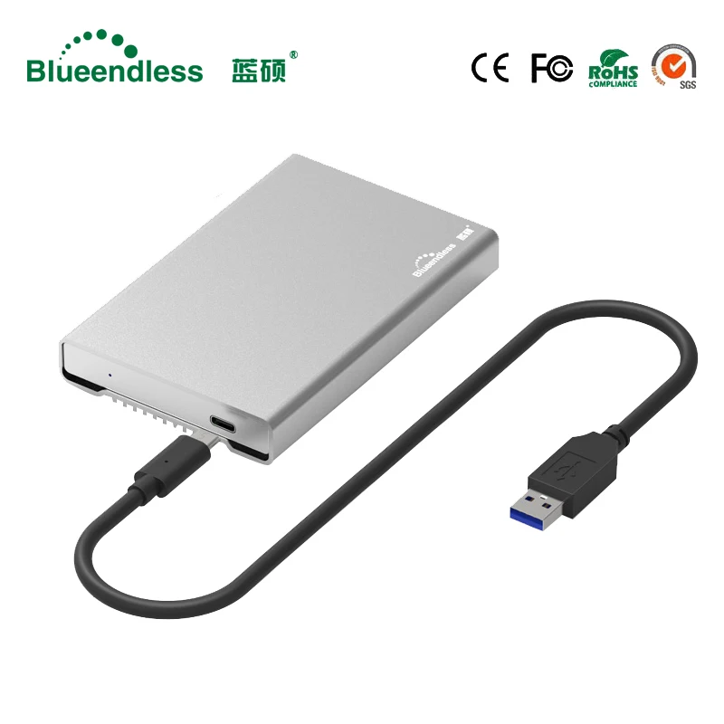 Aluminum Hdd Enclosure 2.5" Mobile Hard Disk Case Type-c Sata USB 3.1 Caddy All Metal Case Notebook External Hard Disk Box