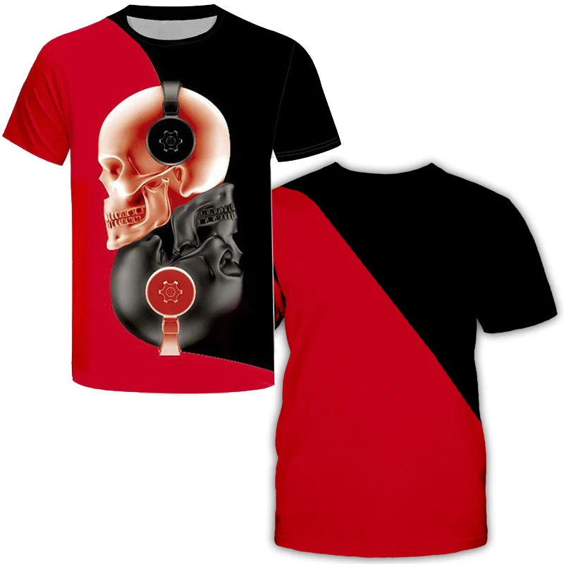 Новые хип-хоп футболки для мужчин/женщин футболки 3d футболки сорочки печать Тай Чи DJ череп головы Футболки Плюс