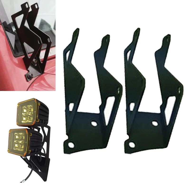 

wzjoo For Jeep Wrangler 2007-2017 Car A-Pillar Dual LED Light Bar Mounting Bracket Kit 2Pcs