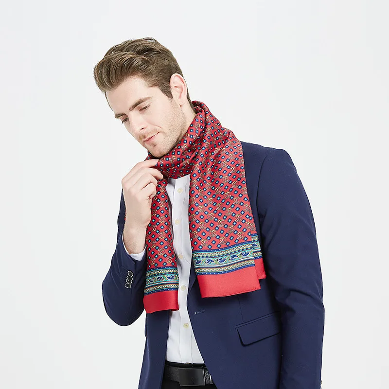 Winful Мужской осенне-зимний винтажный роскошный шарф, мужской шарф из искусственного шелка с принтом, деловые повседневные шарфы высокого качества - Цвет: 3