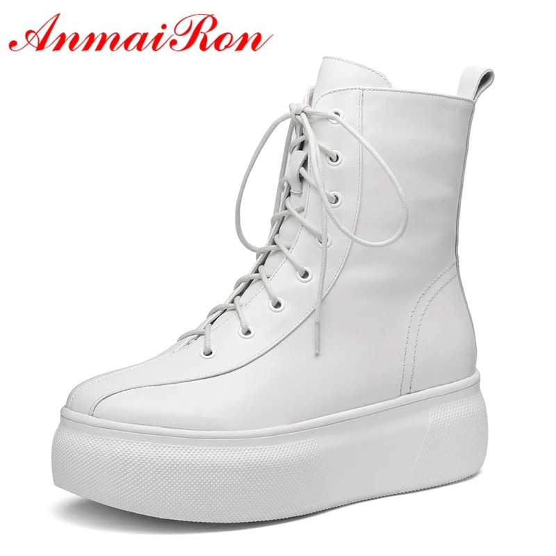 

AnmaiRon Basic Round Toe Women Shoes Genuine Leather Ankle Boots for Women Fashion Shoes 2018 Women Shoes Size34-39 LY227