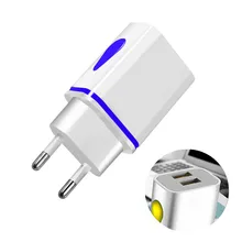 Chargeur double USB 5V/2,1 a avec prise EU/US, adaptateur secteur pour téléphone iPhone XR/XS/Max/X/10/Huawei P20