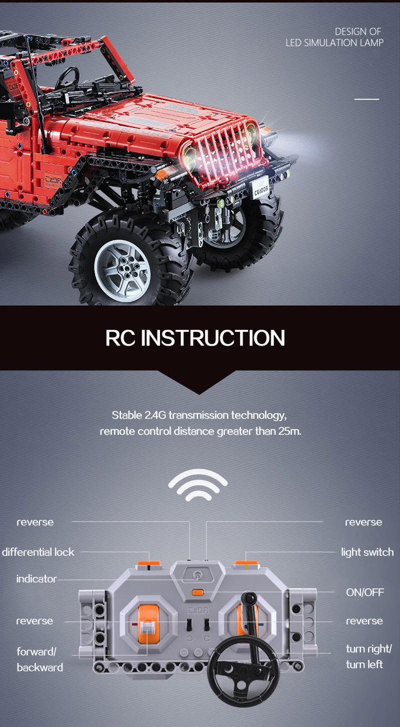 CADA RC пульт дистанционного управления джип Вранглер автомобиль совместимый новая техника серии строительные блоки набор игрушка авантюрист автомобиль кирпичи