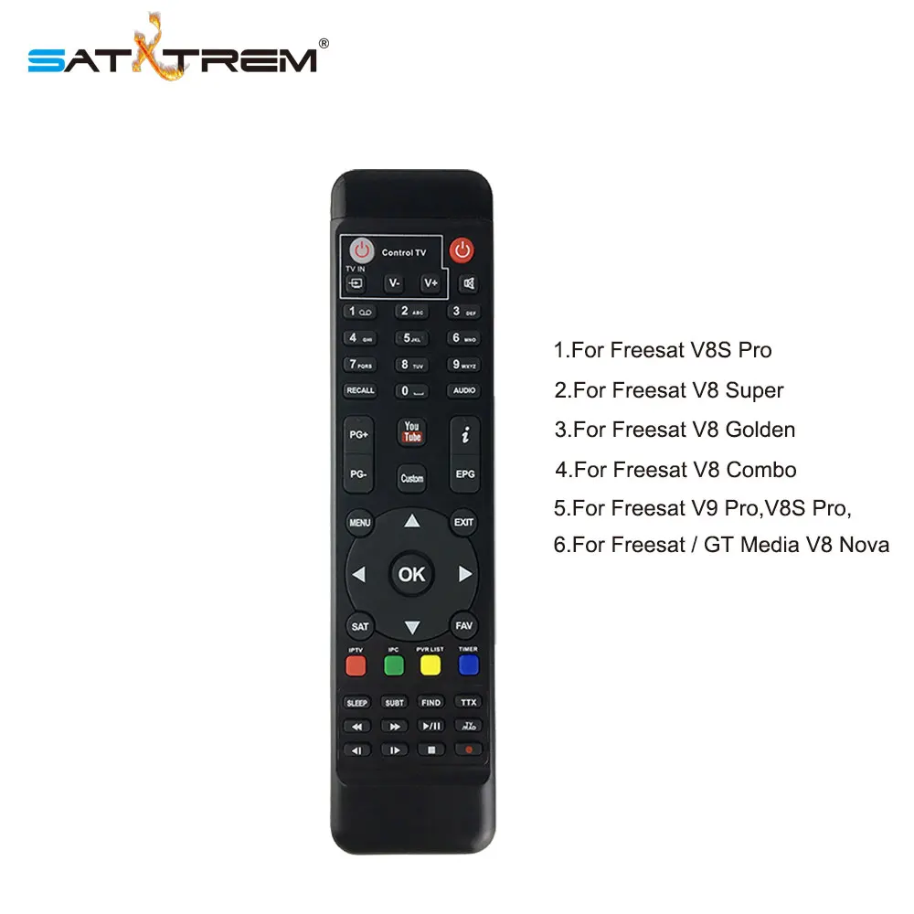 

Black Remote Control For DVB-S2 DVB-T2 DVB-C Digital Satellite Receiver FreeSat V8 Super V8 Golden GTmedia V8 NOVA