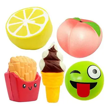 

5pcs PU Simulation Fruits Squishy Toys Colorful Cute Cartoon Squeezable Decompression Vent Toys stress reliever toys