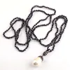 Collar con colgante de 4mm en Color negro, Mini colgante de cristal anudado a mano con perla pavimentada, envío gratis ► Foto 3/3