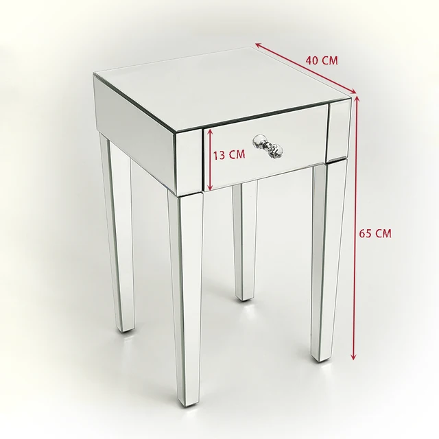 Panana Venetian Mirrored Glass Bedside Table With Drawers Glass