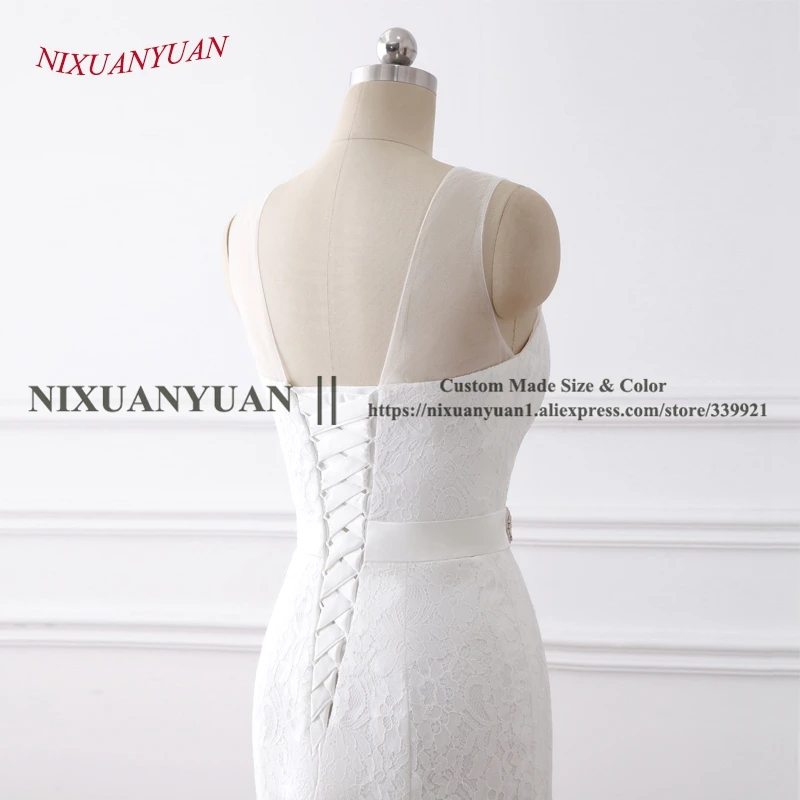reception dress for bride New Elegant Flowers Lace Wedding Dress 2020 Scoop Neck Mermaid Bridal Gown Simple vestido De noiva Sash vestido de noiva sereia modest wedding dresses