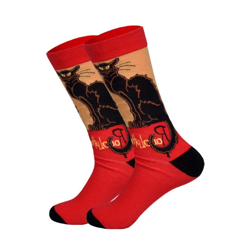 LIONZONE/Новинка года; длинные гольфы для мужчин; дизайнерские носки в стиле хип-хоп; хлопковые носки с изображением животных, фруктов, смешанных языков
