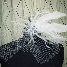 HHV11 Новые Красивые перья настоящий образец невесты Клетка вуаль