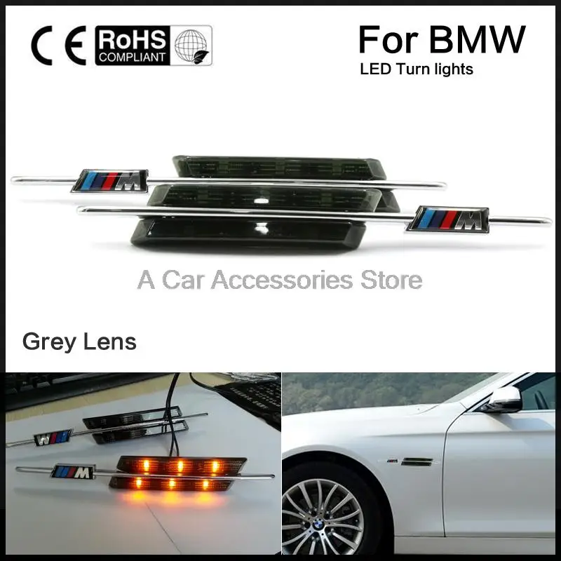 

2x Amber LED Side Marker light fit for BMW fender turn signals E81 82 87 88 E90 91 92 93 E60 61 12v