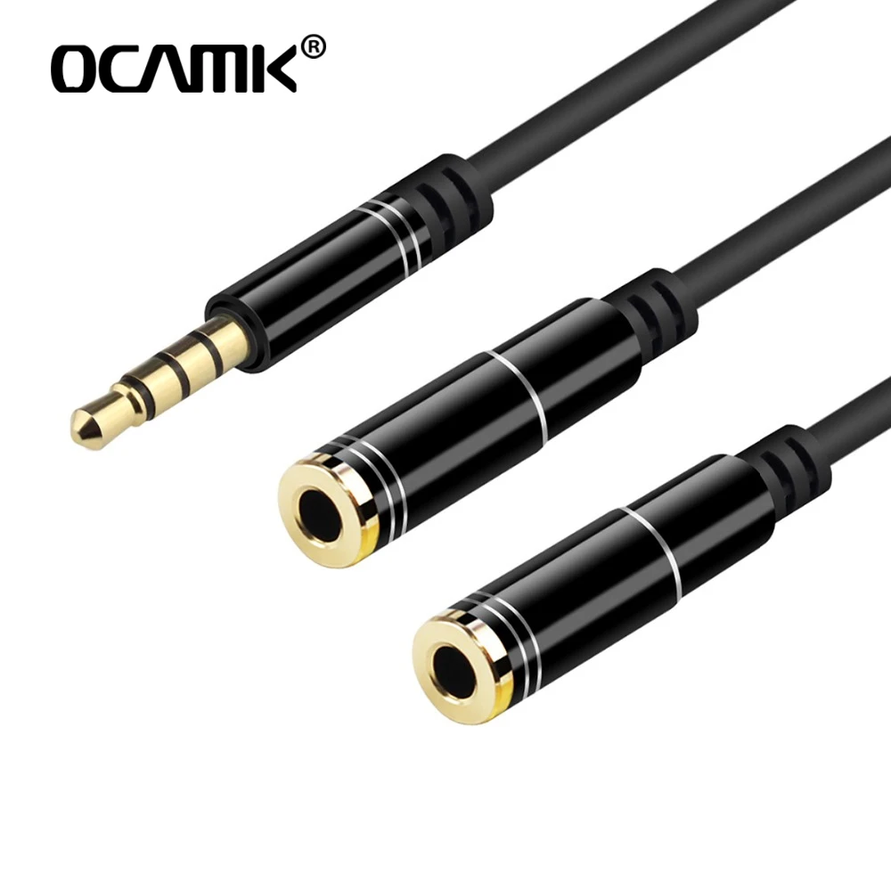 

OCAMK Splitter Audio Cable 3.5mm Audio Extension Cord HIFI Stereo Male to 2 Female Cables for Mobile Phone Music AUX Cable