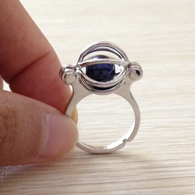 

18KGP DIY Pearl Ring Cage With 6-7 MM Real Natural Pearls Adjustable Size Ring Can Open And Put Into Different Beads Ring