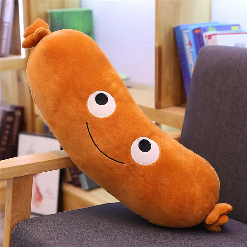 Stuffed plush fast food toy French fries Chips Sausage Pizza Cola drink hamburger creative food hot dog toys for children - Цвет: Sausage 20cm