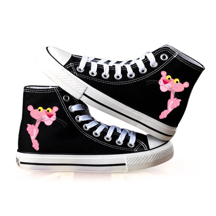 

Shoes Woman Animation Pink Panther Hand-Painted Canvas Shoes Tenis Feminino High Help White Sneakers Rihanna 2018 Zapatos Mujer