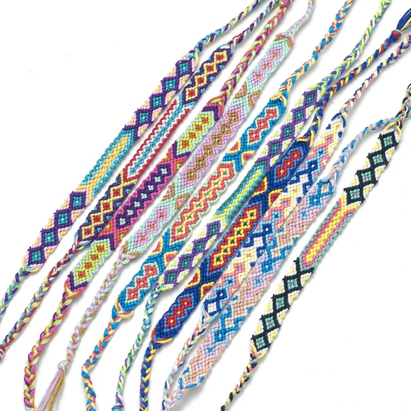 

2019 Hot Bohemian Thread Bracelet Retro Handmade Boho Multicolor String Cord Woven Braided Hippie Friendship Bracelets Women 1cm