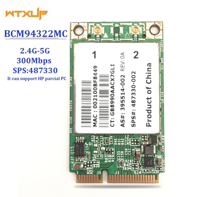 Двухдиапазонный беспроводной-N BCM4322 BCM94322MC wifi 300 Мбит/с 2,4G/5G Mini PCI-E SPS: 487330 адаптер Wi-Fi для hp 2730 p 6930 p