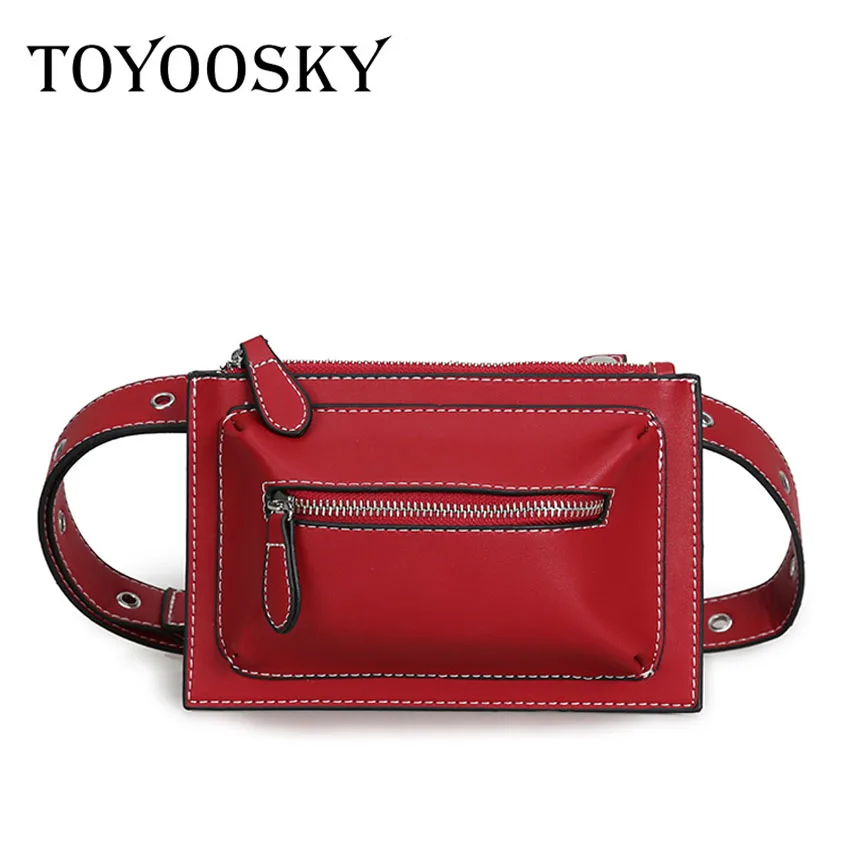 

TOYOOSKY Fashion Women Waist Bag PU Leather Fanny Pack For Female Girl Travel Belt Bag 2018 Newest Chest Bags Chain Shoulder Bag