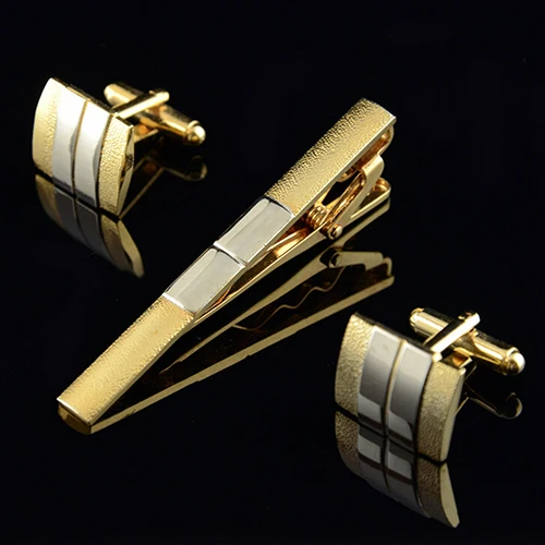 

1 Set Bluelans Men's Frosted Silver Cufflinks Tie Bar Clasp Clip Set Business Gift