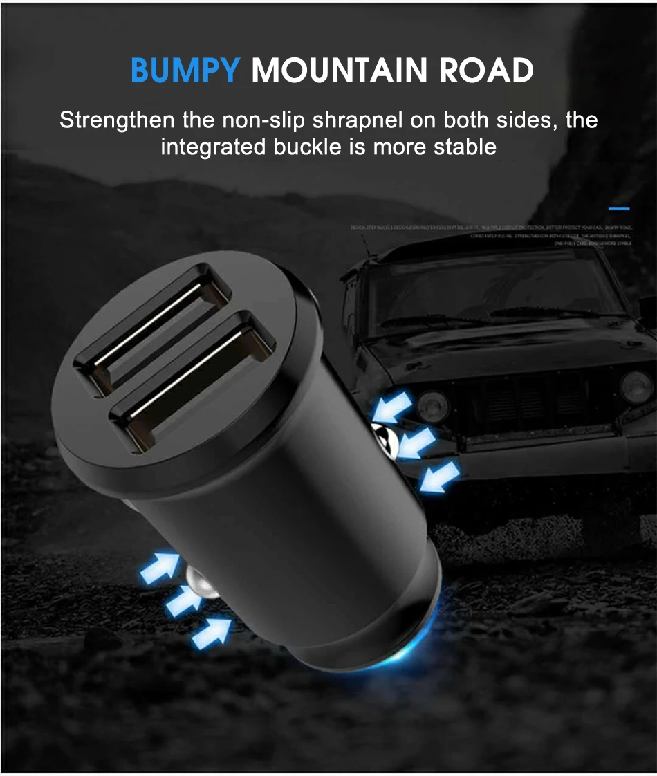 !ACCEZZ 3.1A Double Port USB Car Charger Fast Charging With LED Car Phone Charge Universal For Xiaomi iPhone X XR Huawei Samsung (7)