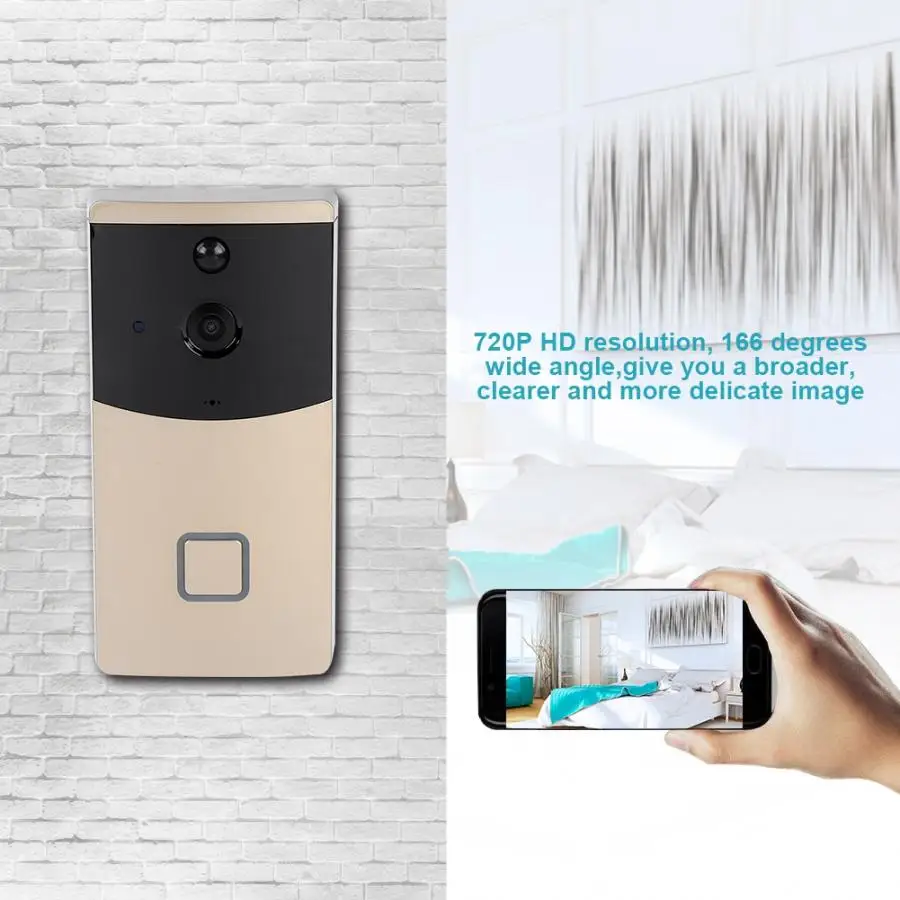 

720P HD Video Wifi IP Smart Video Doorbell 166 Degrees Intercom Visible Camera Wireless Home Security DoorBell deurbel