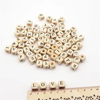 

100pcs/lot 10mm Natural Wooden Alphabet Beads Letter Beads for Bracelets Spacer Baby Smooth Teether Jewelry Pacifier DIY A-Z