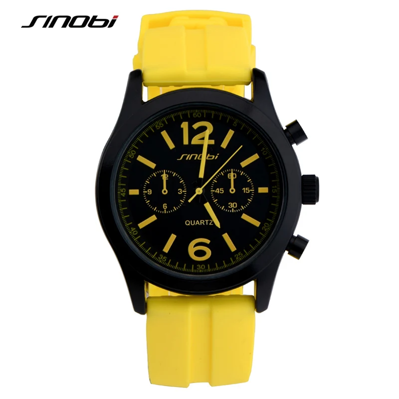 SINOBI Sport Women Watch Waterproof Silicone Lady Wrist Watches Quartz Clock Female relogio feminino Running Fitness Yellow 2018