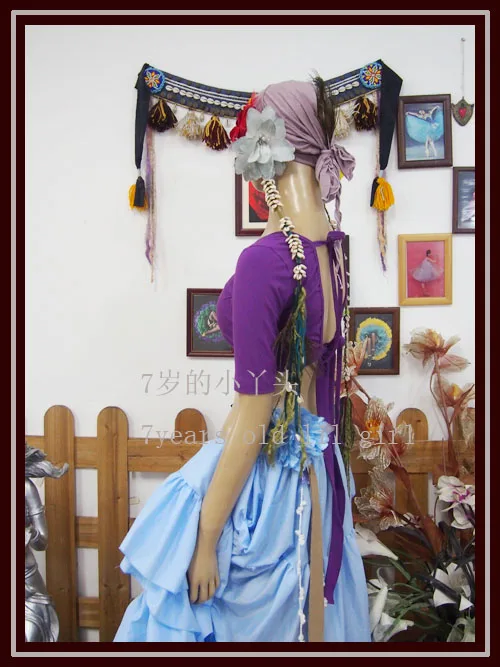 

Lycra cotton Belly dance Vcollar 7 sleeves choli top AN13-22-28