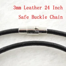 Высокое качество 3 мм Натуральная кожа 24 ''ожерелье цепь безопасный магнит пряжки цепи для изготовления ожерелья 50 шт./лот