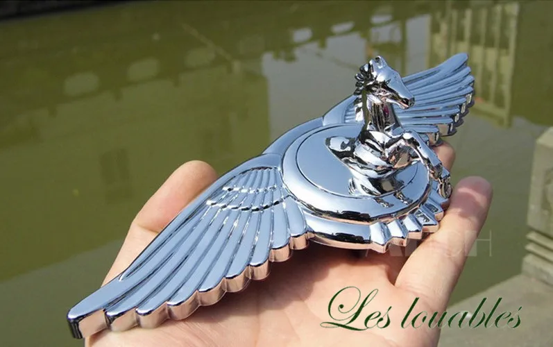 Universal Car Logo + Wing Front Cover Metal Hood Ornament Badge