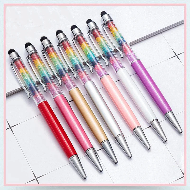 

14 Colors Crystal Ballpoint Pen Fashion Creative Stylus Touch Pen for Writing Stationery Office & School Pen Ballpen Black Blue