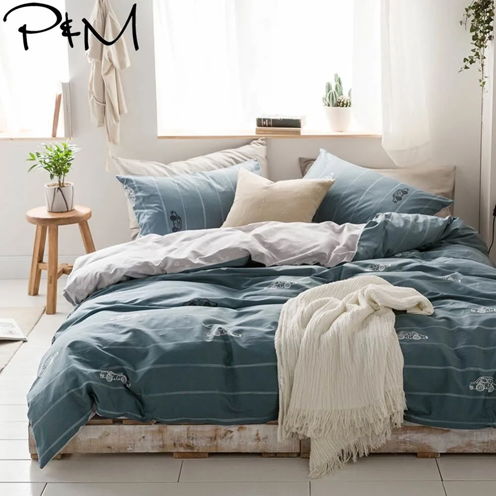 

2019 PAPA&MIMA Cartoon Cars Dark Grey Bedlinens Twin Queen King Size Cotton Duvet Cover Set Pillowcases 3/4pcs Bedding Set