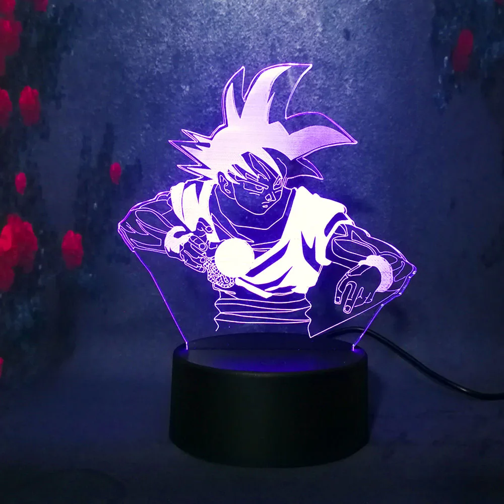 Прохладный 3D Dragon Ball Супер Saiyan Бог сын ночник 7 цветов светодио дный LED дети USB