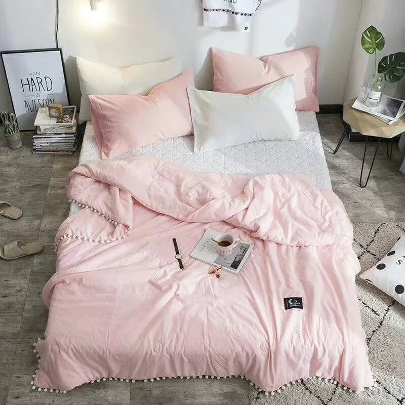 

Simple Style Pure Color Blanket Quilt Thin Duvet Summer Autumn Comforter Bedding sets Full/ Twin/Queen Size