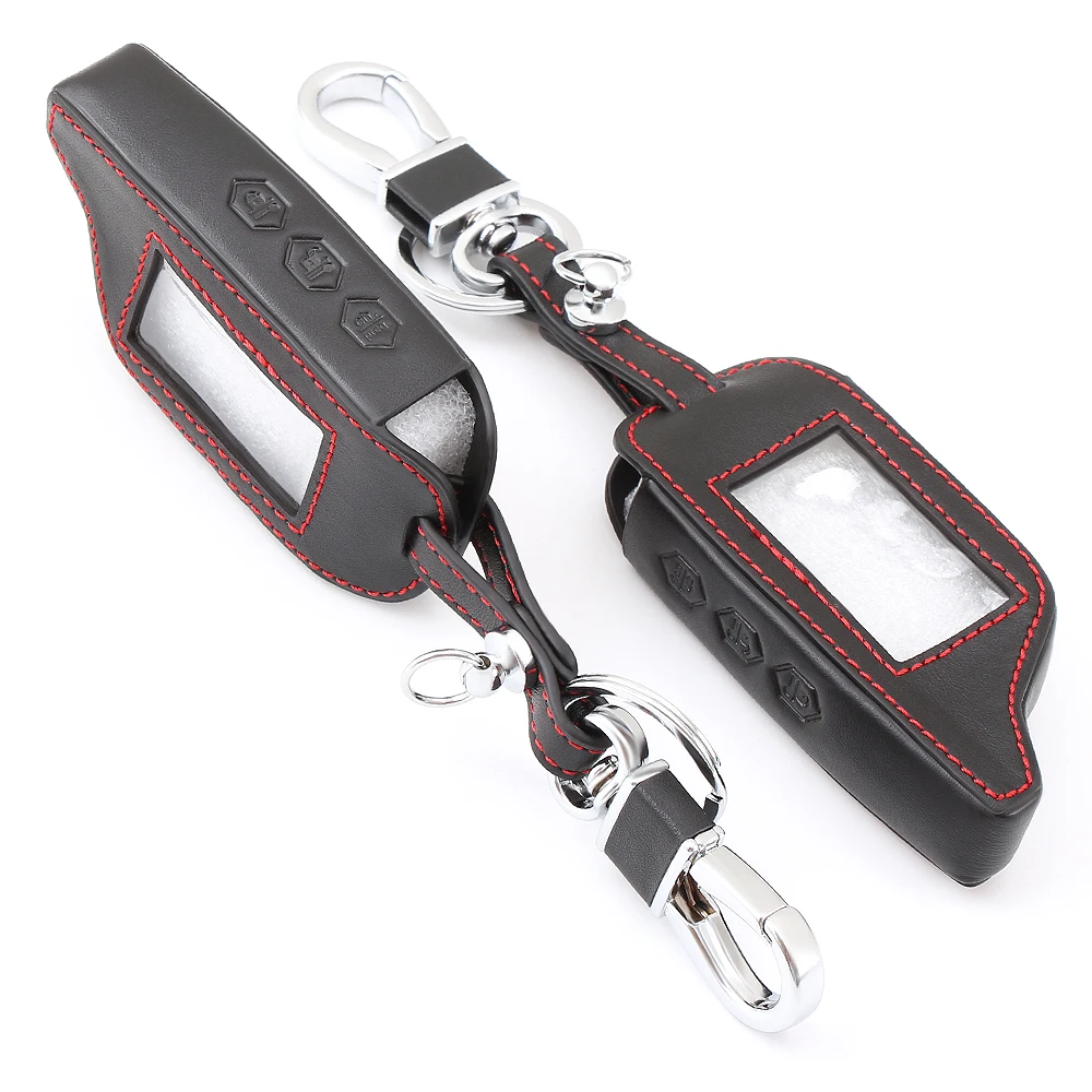 

3 Buttons Leather Car-Styling Key Cover Case For Starline B9 B6 A91 A61 Twage Two Way Car Alarm System keychain